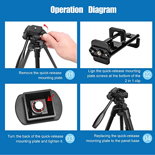 TAIROAD Phone Tripod, Portable Lightweight Aluminum Travel Tripod with