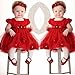 TRENDINAO Baby Girls Red Lace Princess Headband Dresses For Christmas/New Year