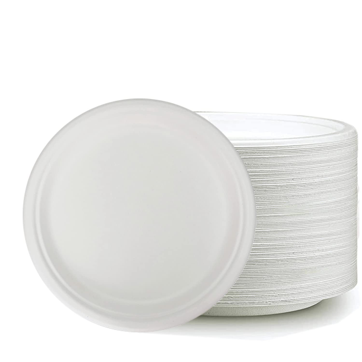 SPHIRES 9"/75 Pack Disposable Paper Plates Disposable White Paper Plates White - Heavy Duty Paper Plates 9 Inch Biodegradable Paper Plates Compostable Recycled Paper Plates for Parties & Events