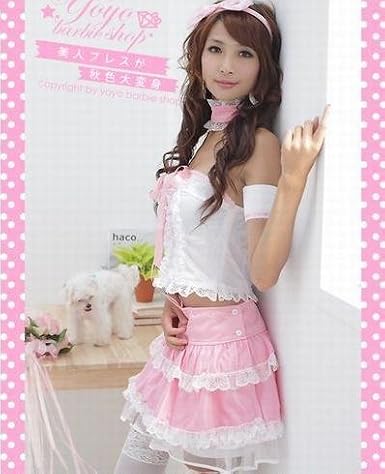Amazon カウリー 萌え ピンクの可愛い ゴスロリ系ドレス 2ピース ランジェリー コスプレ コスプレ 仮装 通販