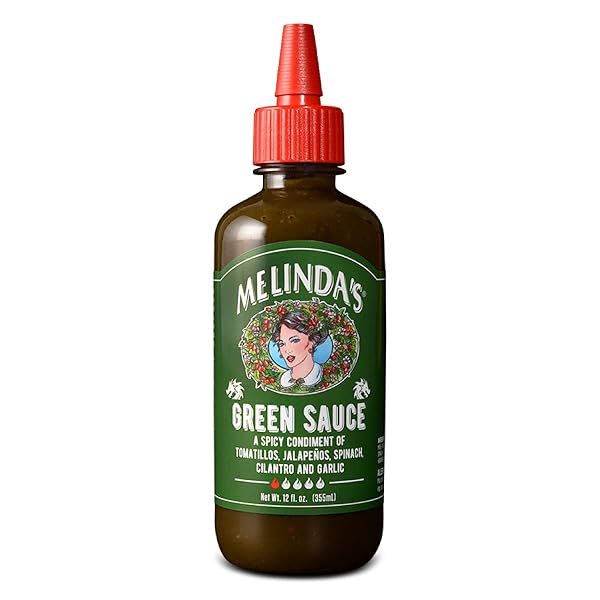 MELINDA’S GREEN SAUCE – GOURMET MILD CHILE VERDE HOT SAUCE MADE WITH FRESH INGREDIENTS, TOMATILLOS, JALAPEÑO, SPINACH & CILANTRO – 12 OZ, 1 PACK