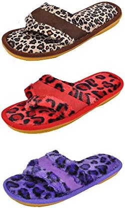 Spring River Women's fluffy flip flop (Large, Brown - Red - Purple)