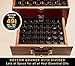 Beautiful 2 Tier Essential Oil Storage Box Organizer with 2 Carry Handles Holds 85 5-30ml & 10ml Roller Bottles (Space for 2oz 4oz Bottles) Free Bottle Opener & 192 EO Labels - Wooden Oil Case Holder