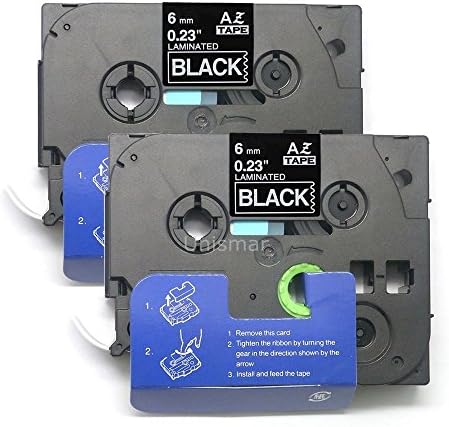 Unismar 2 Pack Compatible TZe-315 TZe315 TZ-315 TZ315 Laminated Tape White on Black 6mm (1/4") Width 8m (26.2ft) Length for Brother P-Touch Label Makers &amp; Printers (US-TZe315 2PK)