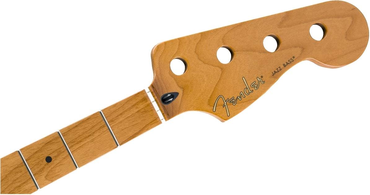 Fender Roasted Maple Jazz Bass Neck, 20 Medium Jumbo Frets, 9.5", Maple, C Shape, Natural - Image 4