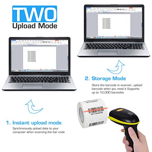 Esup Wireless Barcode Scanner 2-in-1 Wireless & USB 2.0 Wired Handheld 1D Barcode Reader with USB Receiver and Stand (Wireless & USB 2.0 Wired)