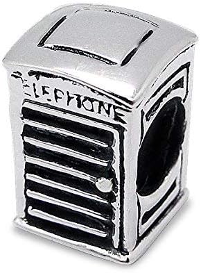 Telephone Box Sterling Silver Bead Charm by Kate Benson - Fits Pandora Bracelets