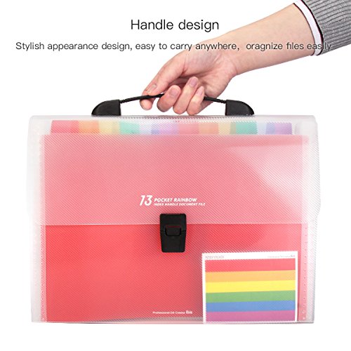 HJSMing 11 13 Pockets-Handle Portable Expandable Multicolor A4 Accordion File Manager/Business Office Student Plastic Folder Organizer
