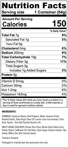 Roasted Red Pepper Hummus and Multi-Grain Sea Salt Crackers - GoGo Dipperz Healthy On-the-Go Snack Packs - 2.25 oz (Case of 6)