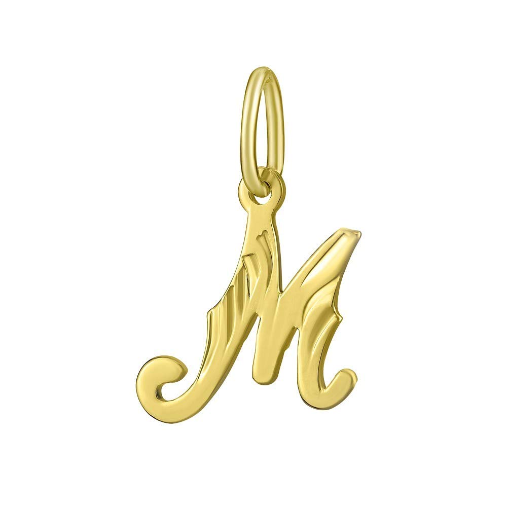 SILVEGO - SILVEGOBG10289M - Unisex 14ct Yellow Gold Pendant Letter M