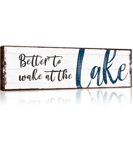 Cartello Decorativo In Legno Country Lake - Scatola A Forma Di Blocco Con Scritta Divertente Sul Lago – Arredamento Rustico Per Casa, Scrivania, Mensola