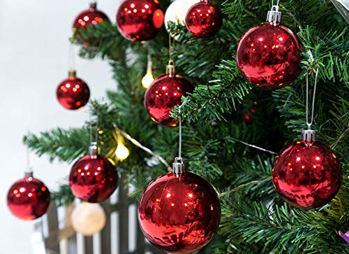 AMS Christmas Ball Plating Ornaments Tree Collection for Holiday Parties Decoration (40ct Brilliance, Red)