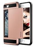 iPhone 7 Case, Vofolen Sliding Card Holder iPhone 7 Wallet Case Cover Secret ID Slot Rugged Protective Hard Shell Skin Flexible Soft TPU Rubber Bumper Hybrid Armor Tough Case for iPhone 7 - Rose Gold