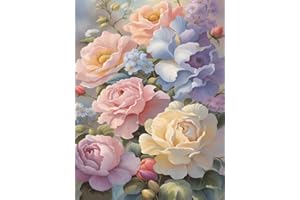 CLENDO 5D Flower Diamond Painting Kits for Adults, DIY Rose Diamond Art Kits, Round Full Drill Gem Arts and Crafts Kits for Home Wall Decor Present(16x12inch)