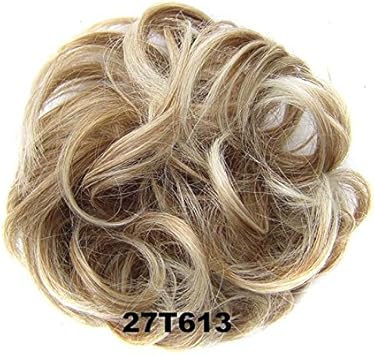 Elastic Hair Bun Hair Piece Messy Curly Bun Mix Gray Blond Natural
