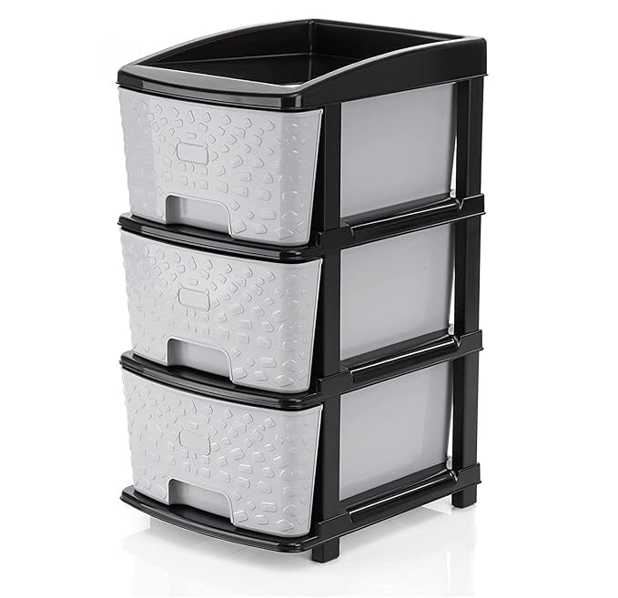 DOWAN New Bowls Drawer Multipurpose Drawer Ramekins for Baking Plastic Modular Chest Storage Organizer Home, Office, Parlor, School, Doctors, Home and Kids (Stone) (3-xl, Grey)