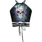 Sister Amy® Women's Halter Cross Back Boho Bandage Tank Camis Crop Top Vest