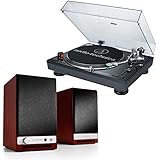 AudioTechnica AT-LP120BK-USB Direct-Drive Professional USB &amp; Analog Turntable (Black) with Audioengine HD3 Wireless Powered Speakers (Cherry)