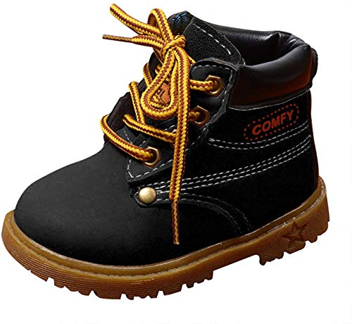 Happy Cherry Baby Kids Comfortable Martin Boots Casual Shoes Winter Girls Boys Lovely Hiking Snow Boots(Todder/Little Kid) Black Size 21