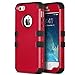 ULAK iPhone 5S Case, iPhone 5 SE Case, Anti Slip Shock Resistance Protective Cover with Hybrid High Soft Silicone + Hard PC Case for Apple iPhone 5/5S/SE (Red+Black)
