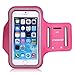 MoKo Phone Armband, Water Resistant Running Cell Phone Armband with Key Holder Adjustable Band Compitable with iPhone 11 Pro, X, Xs, 8, 7, 6, 6s, 5s, 5c, SE, 5, 4S,4 for Walking Fitness, Magenta