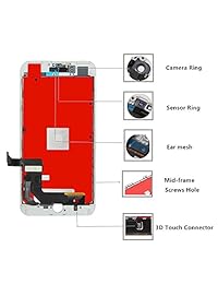 Repuesto de pantalla para iPhone 7 Plus (5,5 pulgadas) Kit de reparación completo de pantalla LCD táctil 3D, digitalizador táctil LCD de repuesto cubierta libre, vidrio templado, herramientas, instrucciones (idioma español no garantizado), 5.5 pulgadas