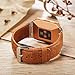 Fitbit Ionic Genuine Leather Replacement Bands, Marval Power Fitness Accessory Leather Straps Wristband for Smartwatch Men Women (Double Layers Crazy Horse Khaki)