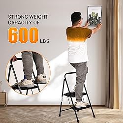 ALPURLAD Step Ladder 600lbs Extra Large & Wide 2