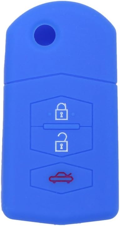 BROVACS Silicone Cover Protector Case Holder Skin Jacket Compatible with MAZDA 3 Button Flip Remote Key Fob CV9530 Deep Blue