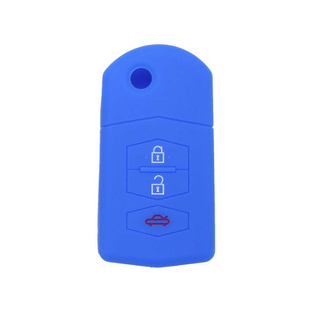 BROVACS Silicone Cover Protector Case Holder Skin Jacket Compatible with MAZDA 3 Button Flip Remote Key Fob CV9530 Deep Blue