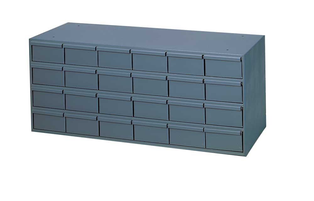 Photo 1 of *Small dents* Durham 007-95 Gray Cold Rolled Steel Storage Cabinet, 33-3/4" Width x 14-3/8" Height x 11-5/8" Depth, 24 Drawer