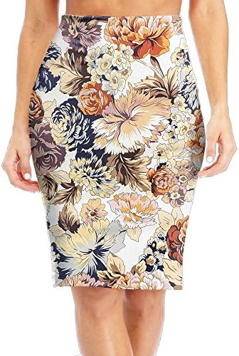 MEI WUD Chrysanthemum Personality Women Slim Skirt Classic Pencil Skirts Knee Business Skirts