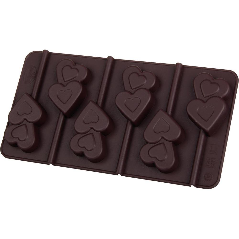 Dr. Oetker 1294 Mini Heart Lollipop Mould, Silicone, Brown, 20.5 x 10,8 x 1,4 cm 2 Units