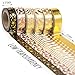 Gold Washi Tape Set 6 Rolls - Decorative Craft Tapes Kit of Cute Patterns for Scrapbooking, DIY Easter Projects