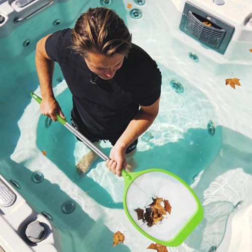 KGC Épuisette de Surface avec Manche Réglable 69 CM – Filet à Mailles Ultra Fines à Longueur Réglable pour Piscine, Étang et Spa, Idéal pour Bassins Autoportants et Compatible avec Bestway, Vert