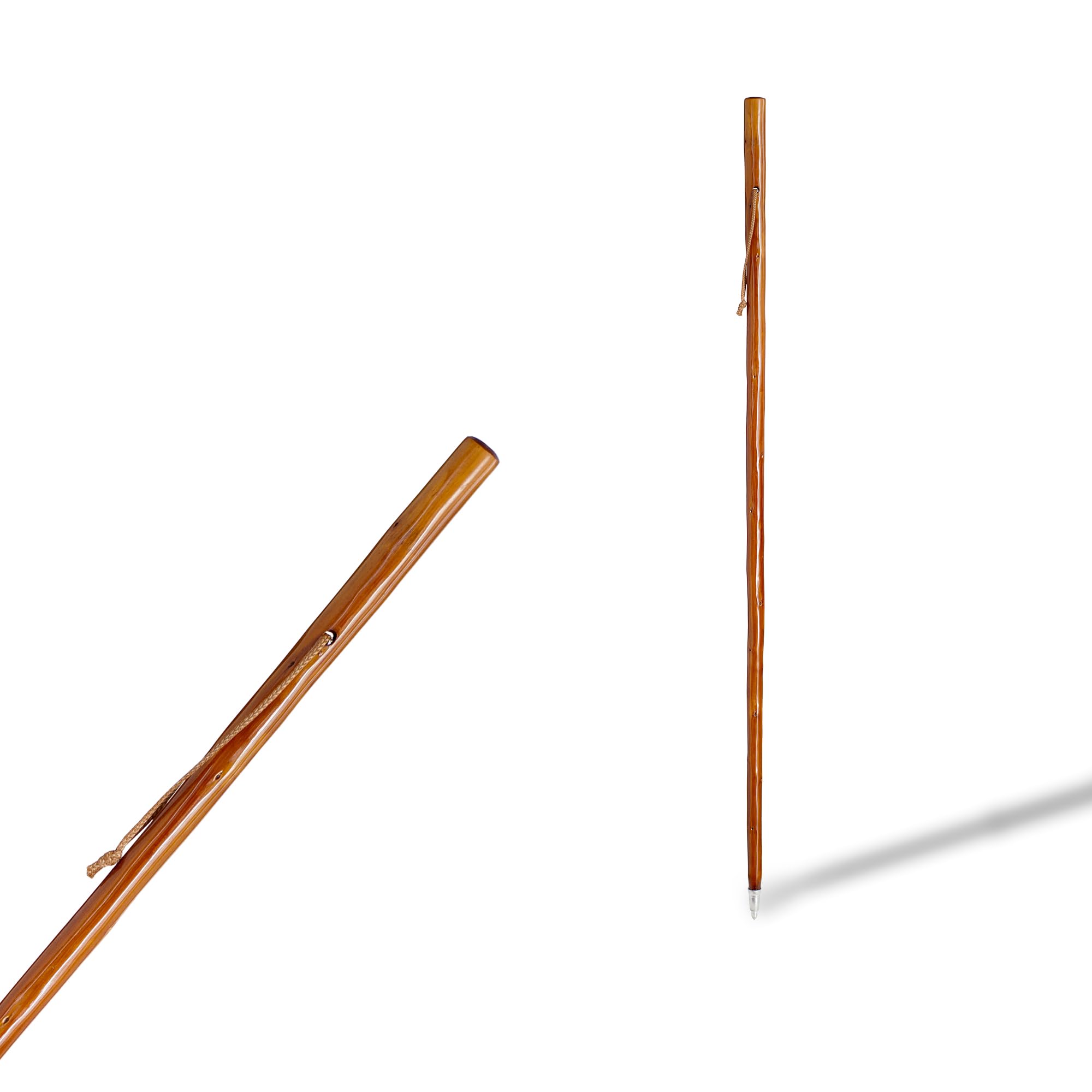 SB Border Mountain Walking Stick, Handmade in Spain, Size L 125 cm, Dark Brown Wood