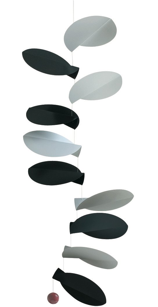 Flensted Mobiles Turning Leaves White/Black Hanging Mobile - 32 Inches - High Quality Cardboard