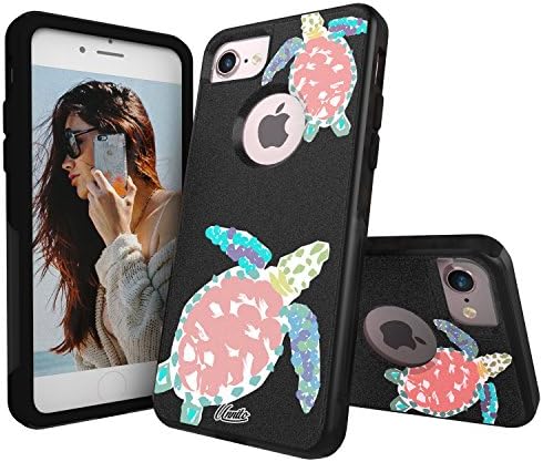 Unnito iPhone 7 Case – Hybrid Commuter Case | Slim Cover with Hard Shell Design and Soft Inner Layer Compatible with iPhone 8 Black Case - Kona Sea Turtles