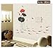 Large Long Stem Lotus Flower and Koi Fish in Traditional Oriental Painting Style Peel & Stick Wall Decals