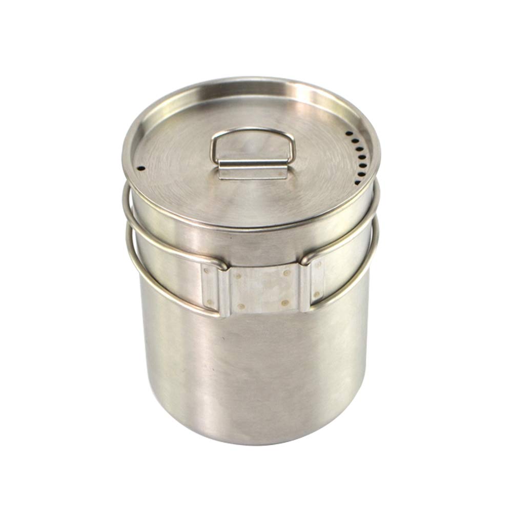 Camping Cookware Cup 800ML Stainless Steel Pot Water Mug Cup with Lid