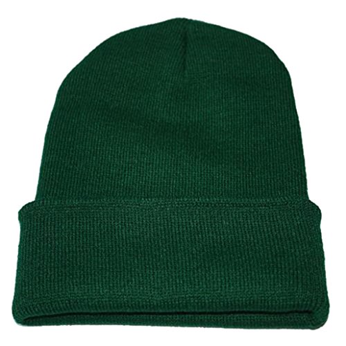 Unisex Skull Beanie Hat, SUKEQ Stretchy Slouchy Knitting Winter Warm Ski Hat Hip Hop Cap (Green)