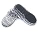 ofoot Womens Comfortable House Bedroom Slippers Soft Knit Fleece Fur Lined Non Slip Rubber Sole Indoor Outdoor (White/Gray, US 11-12)