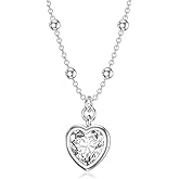 OUTANG 925 Sterling Silver Cubic Zirconia Heart Pendant Necklace for Women Ladies Heart Jewelry Gifts