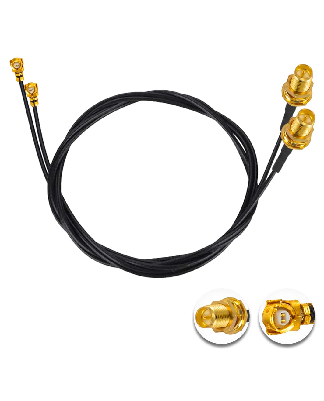 Vecys 2PCS U.F.L1 to RP-SMA Female Low Loss Coaxial Cable 20" /50CM U.F.L1 1.37mm Coaxial Pigtail Cable for Wireless Routers Mini PCIE Network Cards PCI Wi-Fi WAN Repeater