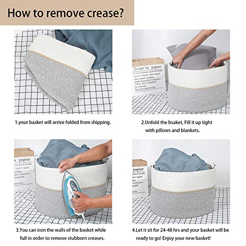 YUESUO XXL Extra Large Cotton Rope Basket, 20\