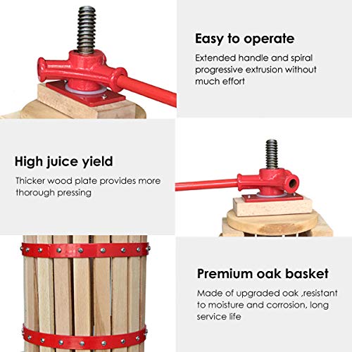 Fruit Wine Press 4.75 Gallon Solid Wood Basket Cider Press Apple Press Berries Press Wine Making Press