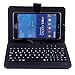 HDE Diamond Stitch Univeral Hard Leather Folding Folio Case Cover with Micro USB Keyboard for 7