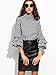 SheIn Women's Plaid High Neck Billow Sleeve Top Blouse - Black Large