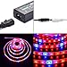 Lahoku LED Plant Grow Strip Light 16.4ft SMD 5050 Waterproof Full Spectrum Red Blue 4:1 Rope Strip Grow Light with Power Adapter for Greenhouse Hydroponic Plant (5M)
