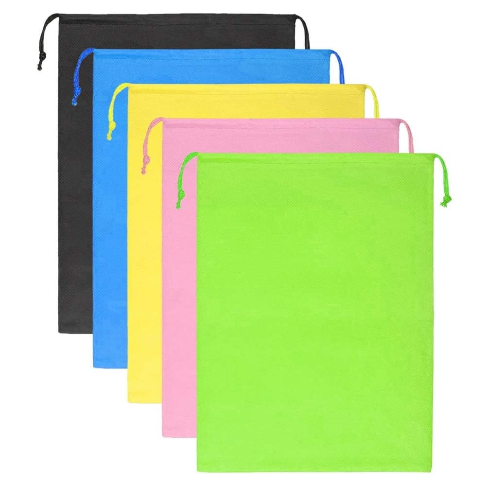 5Pcs Drawstring Shoe Bags, Portable Cloth Bag Pouch Feely Bag Medium Fabric Drawstring Bags Travel Storage Bags for Toy Shoes Boots High Heel Socks